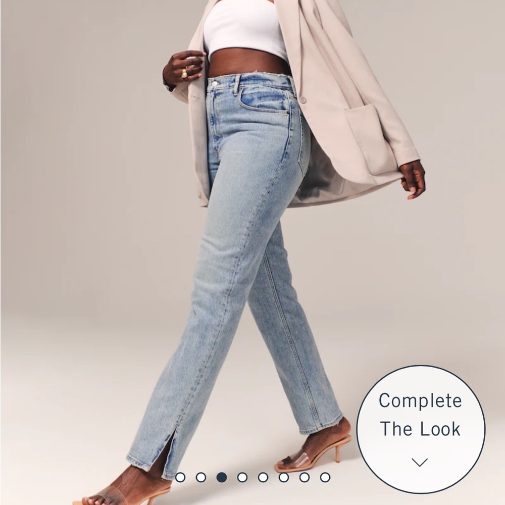 Abercrombie Curve Love Ultra High Rise 90s Straight Jean with split hem